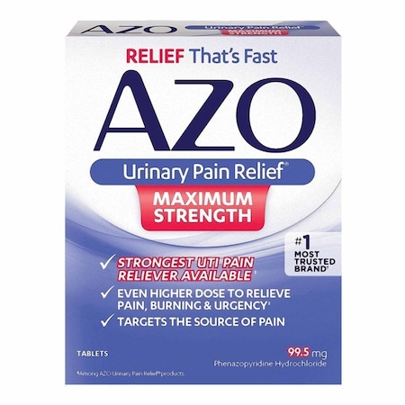 Azo Maximum Strength Urinary Pain Relief 99.5 mg Strength Phenazopyridine HCL Tablet, 12PK 78765112253